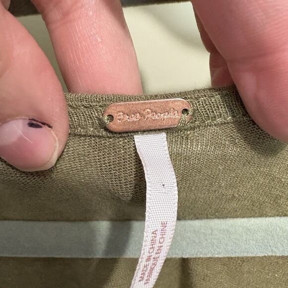 Free People Womens Romper Sm Moss Green Linen Blend Ballerina Tie Waist Beachy - Picture 9 of 15